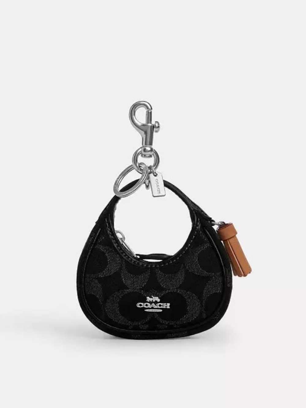 Coach Carmen Bag Charm in Black Signature Denim NWT